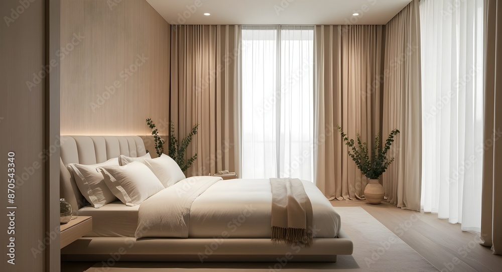 Modern Bedroom with Large Bed and Minimalist Design