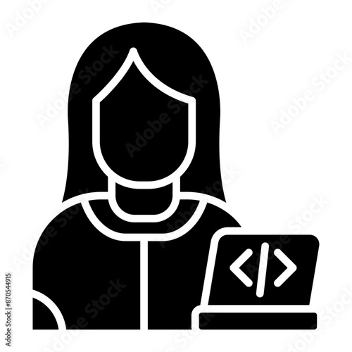 Web Designer Female vector icon. Can be used for Home Based Business iconset.