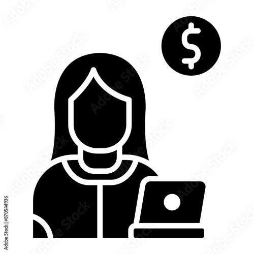 Freelancer Female vector icon. Can be used for Home Based Business iconset.