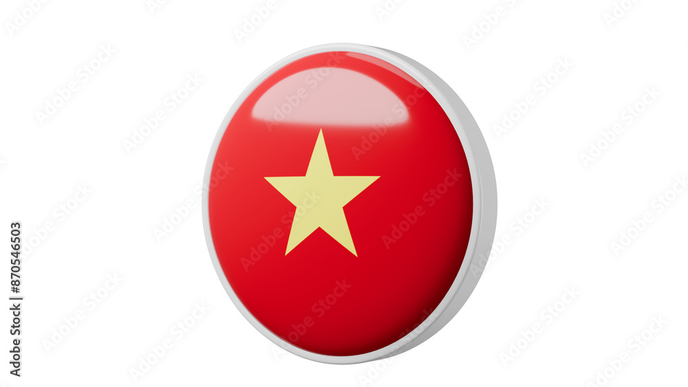 Obraz premium Vietnam, vietnamese Circle flag icon . Transparent backgound. 3d rendered with alpha channel. Round shape. 