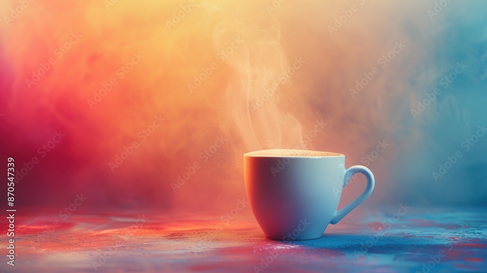 A Warm Cup of Coffee in a Colorful Atmosphere