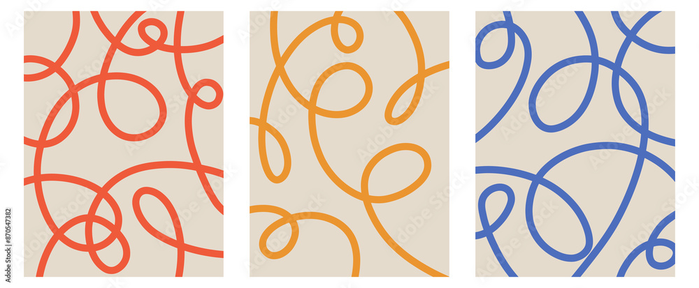 Set of trendy contemporary abstract creative hand drawn minimalist posters with organic line, shape pattern for wall decoration, postcard or brochure cover design in retro style art Set of trendy contemporary abstract creative hand drawn minimalist posters with organic line, shape pattern for wall decoration, postcard or brochure cover design in retro style art