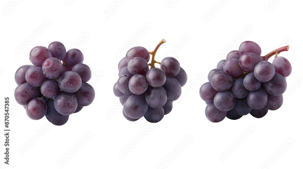set of fresh grapes in different shapes and angles, isolated on transparent background set of fresh grapes in different shapes and angles, isolated on transparent background