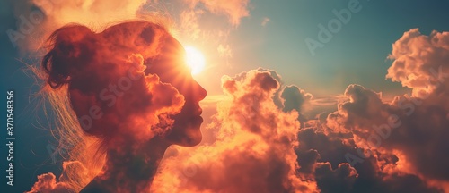 Mental health and psychotherapy concept illustration, banner, space for text