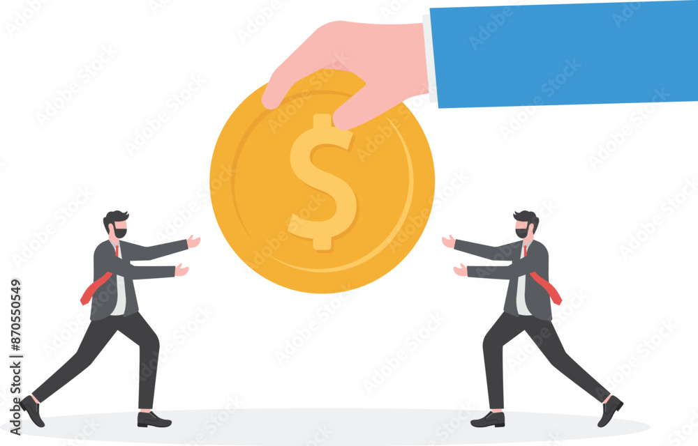 Wages and allowances, huge hands holding money to pay employees
Wages and allowances, huge hands holding money to pay employees