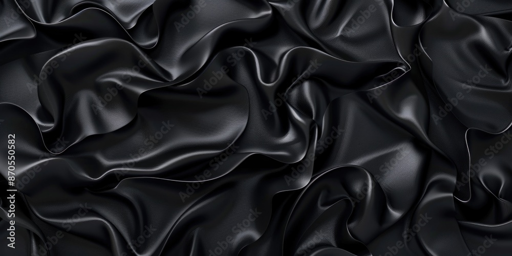 Fototapeta premium Black Silk Fabric Close Up