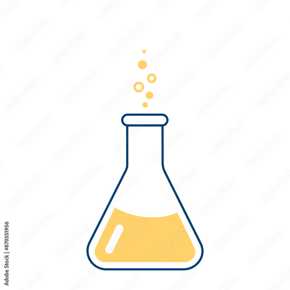 Round flat-bottomed chemical flask with solution. Laboratory glassware for analysis, research. Chemical reaction. Illustration on the topic of chemistry, biology, biotechnology. Round flat-bottomed chemical flask with solution. Laboratory glassware for analysis, research. Chemical reaction. Illustration on the topic of chemistry, biology, biotechnology.