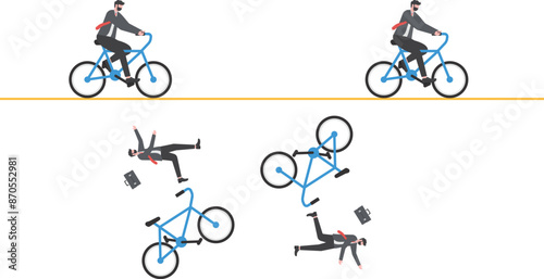 Business competition and adventure, merchants riding on the ropes at high altitude

