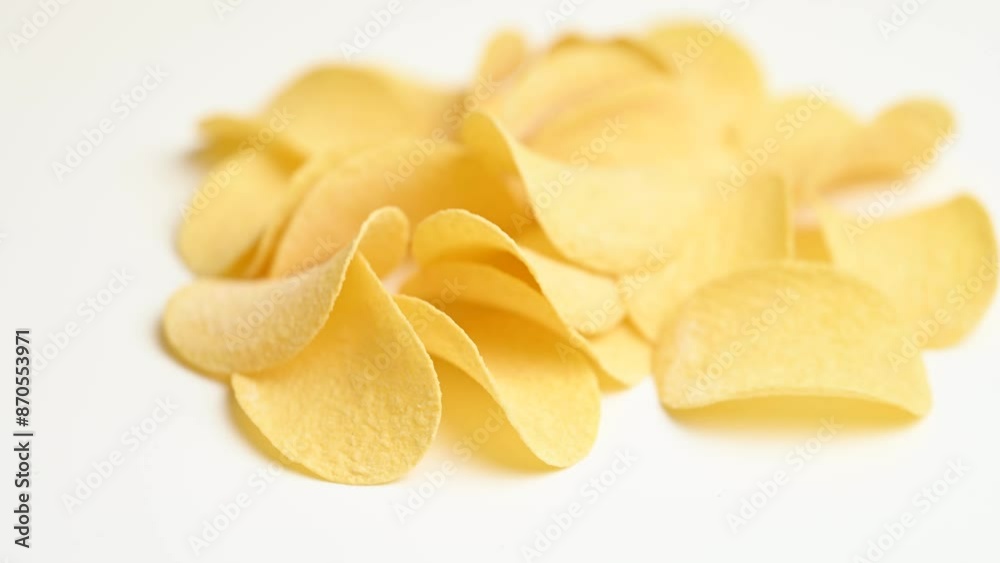potato chips on white background