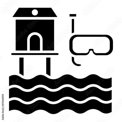 Dive Resort vector icon. Can be used for Vacation and Tourism iconset.