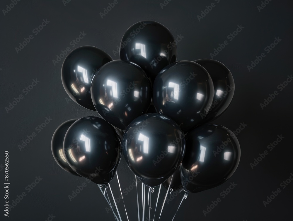 Black balloons in flight Black balloons in flight