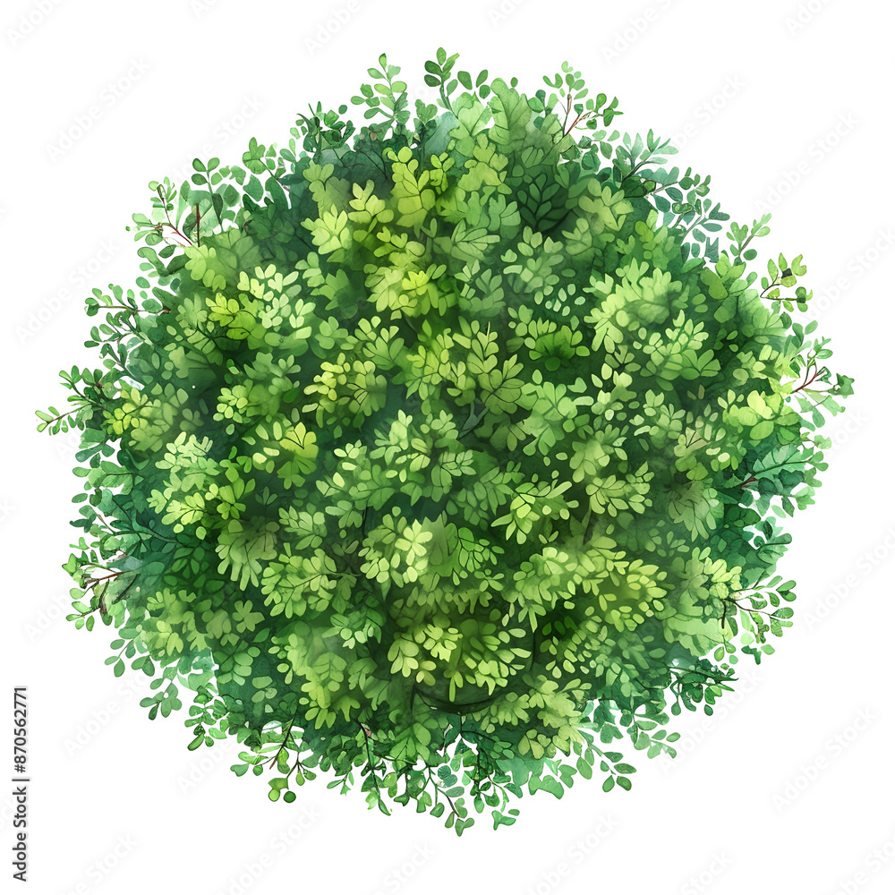 Fototapeta premium Tree top view, watercolor style vector dumb canes tree 