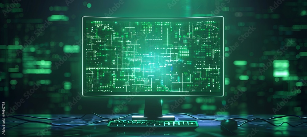 Green computer screen display has been hack by hacker. Cyber criminal information data thief. Generative AI technology.
Green computer screen display has been hack by hacker. Cyber criminal information data thief. Generative AI technology.