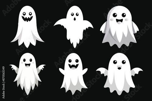 Ghoulishly Adorable Halloween Ghost Vector Collection Bundle