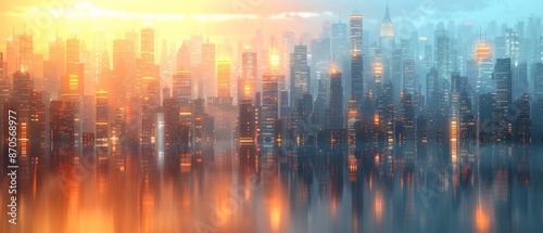 Futuristic Cityscape with Water Reflection