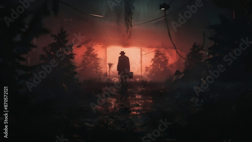 Horror city silent streets eerie buildings dark CGI for Game dev or Ghost Story | Priest Investigate unoly posess in house 2