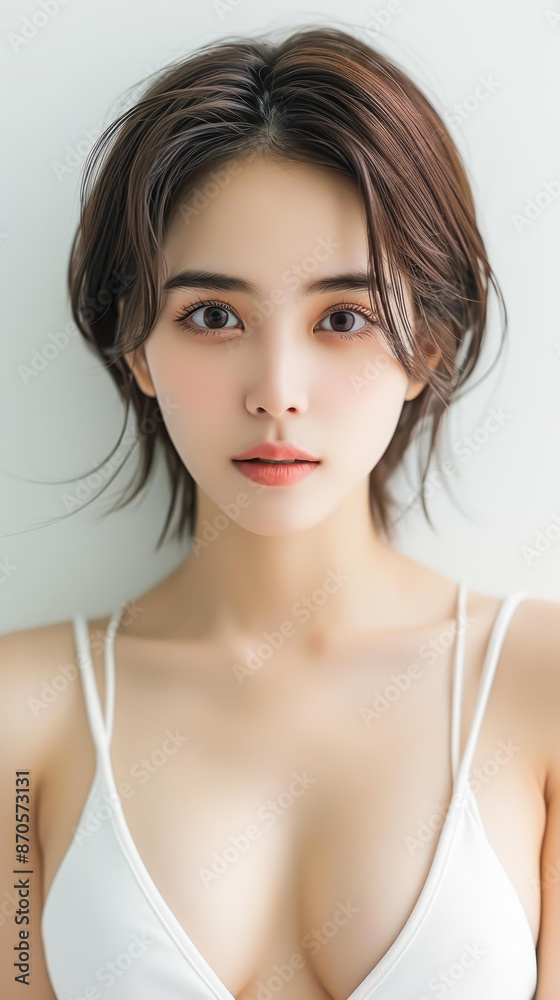 Stunning Taiwanese fashion model in a minimalist coffee shop setting, exuding elegance and charm with flawless makeup and chic attire. Stunning Taiwanese fashion model in a minimalist coffee shop setting, exuding elegance and charm with flawless makeup and chic attire.
