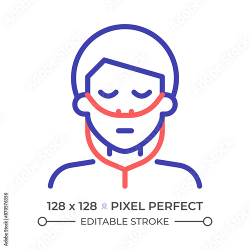 Nasal cannula two color line icon. Oxygen therapy. Hospital services. Medical condition rehabilitation bicolor outline symbol. Duotone linear pictogram. Isolated illustration. Editable stroke