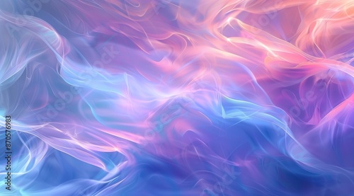 A background of pastel colors with an abstract, blue and purple flowing waves.