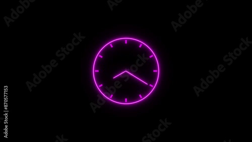 Wallpaper Mural Neon clock icon magenta color animation. on black background 24 hour fast  digital clock. Torontodigital.ca
