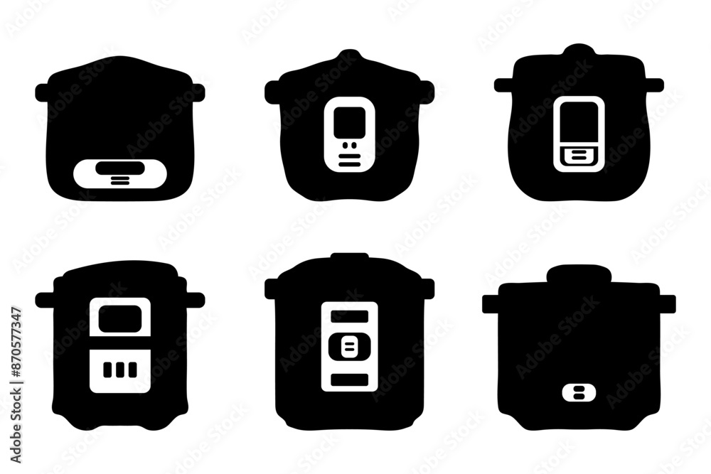 Rice cooker illustration icon set Rice cooker illustration icon set