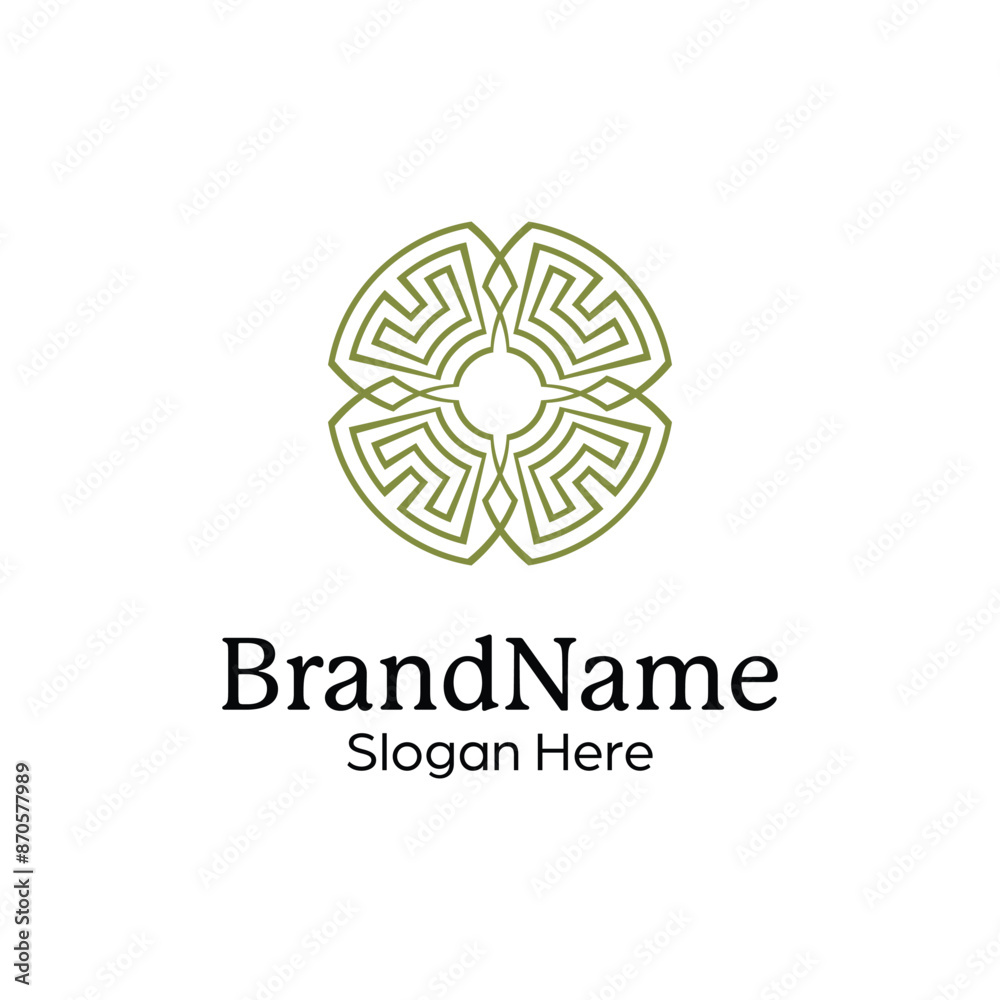 Abstract symmetric Mandala Pattern Logo Design Template Abstract symmetric Mandala Pattern Logo Design Template