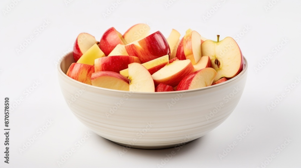 A bowl of fresh, vibrant apples, sliced and whole A bowl of fresh, vibrant apples, sliced and whole