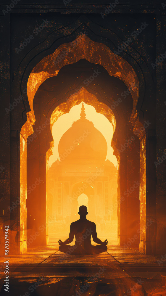 Ancient Temple Meditation Scene