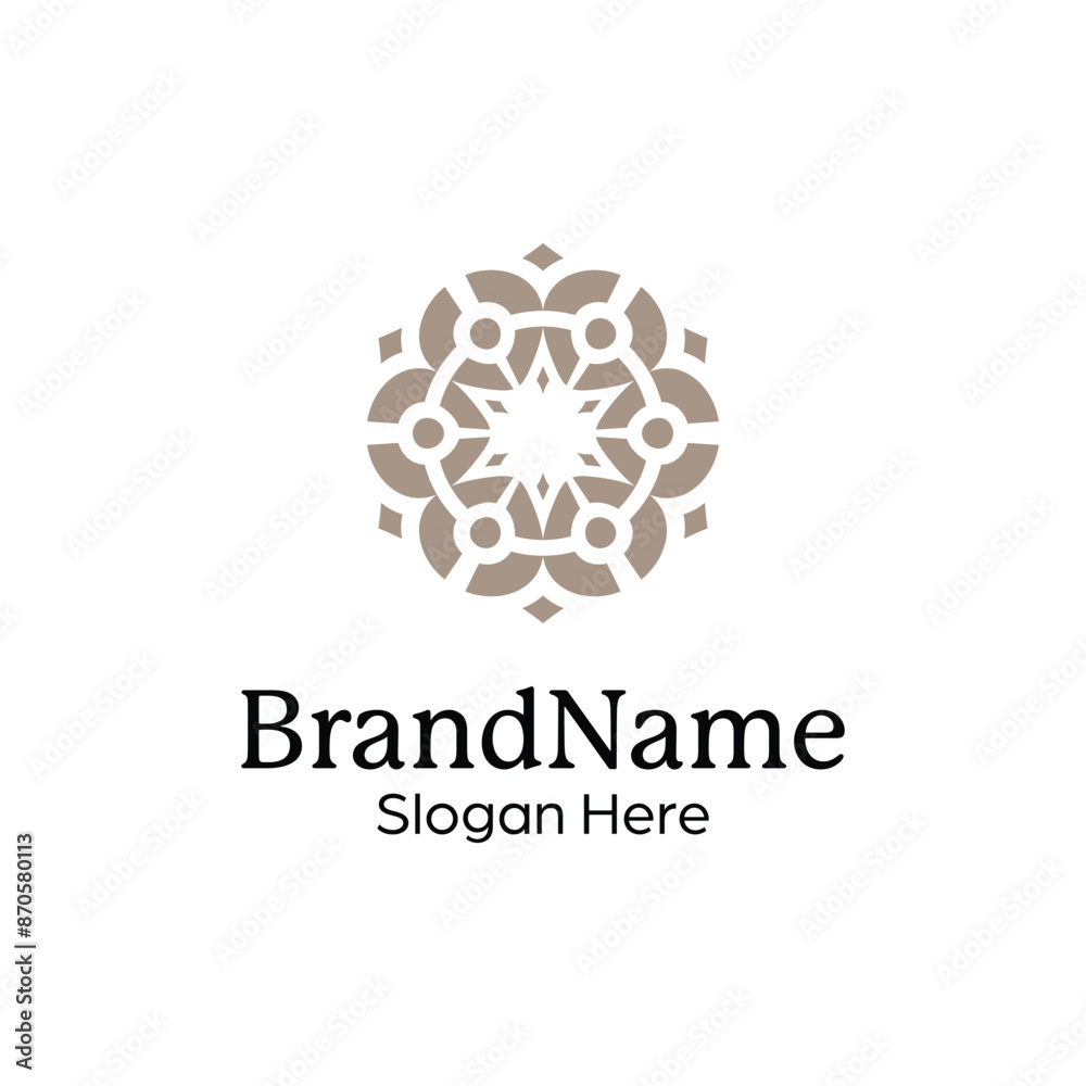 Abstract symmetric Mandala Pattern Logo Design Template Abstract symmetric Mandala Pattern Logo Design Template