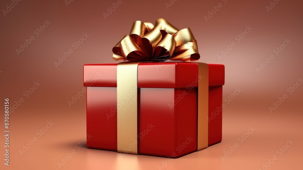 A classic red gift box with a gold bow, wrapped in shiny wrapping paper and tied with a festive ribbon. A classic red gift box with a gold bow, wrapped in shiny wrapping paper and tied with a festive ribbon.