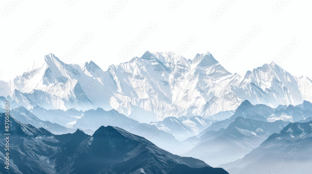 Mountains are famous and beautiful in India. on a white background