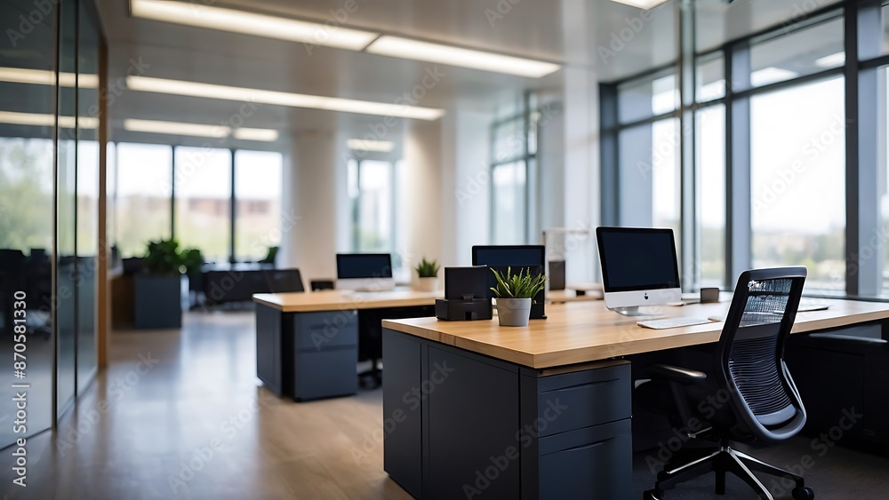 Blurred office interior space background. Working space with defocused effect. Business concept Blurred office interior space background. Working space with defocused effect. Business concept