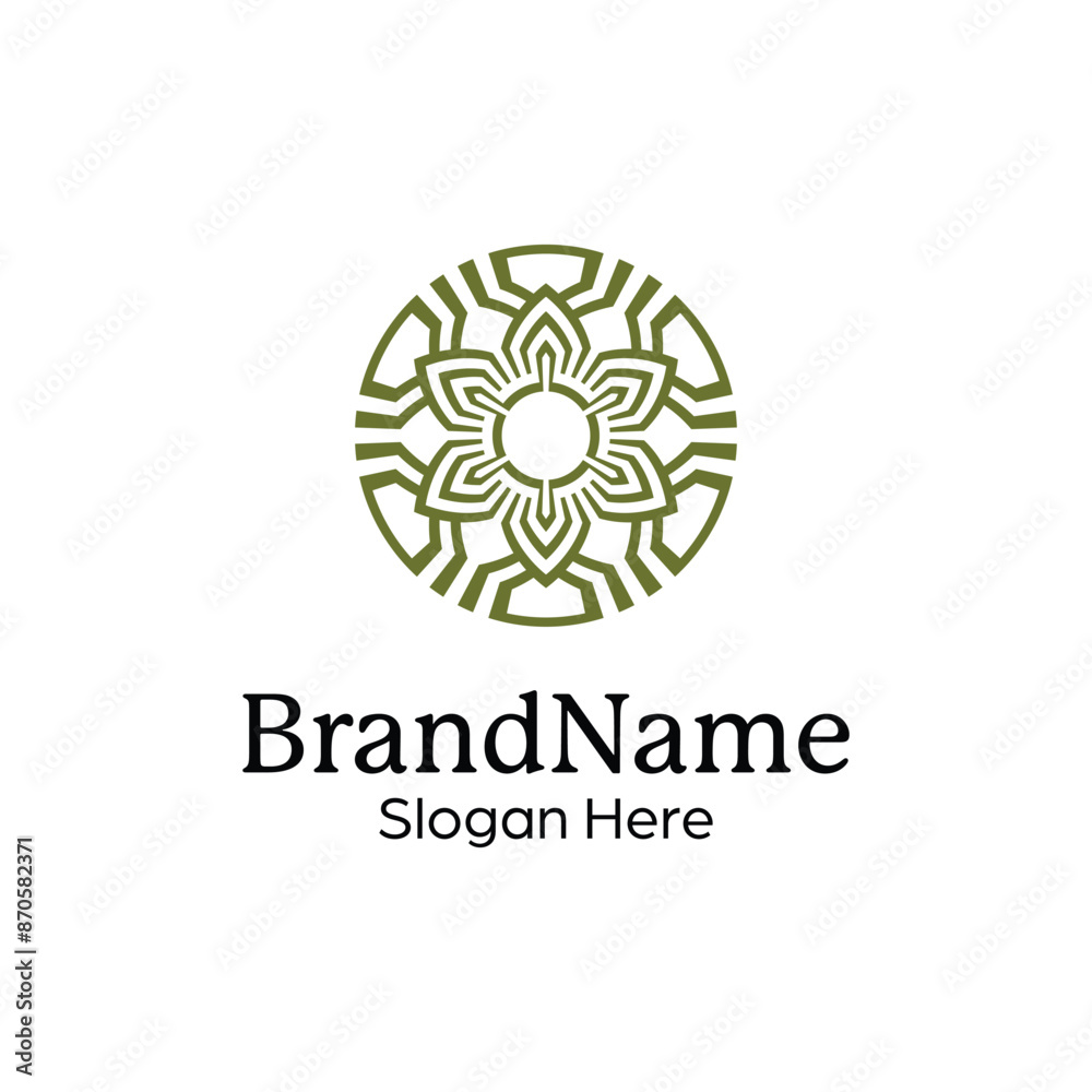 Abstract symmetric Mandala Pattern Logo Design Template Abstract symmetric Mandala Pattern Logo Design Template