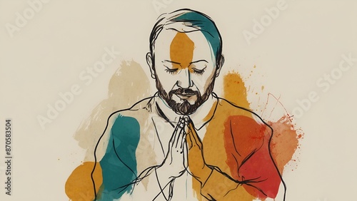 A sketch of a man in prayer