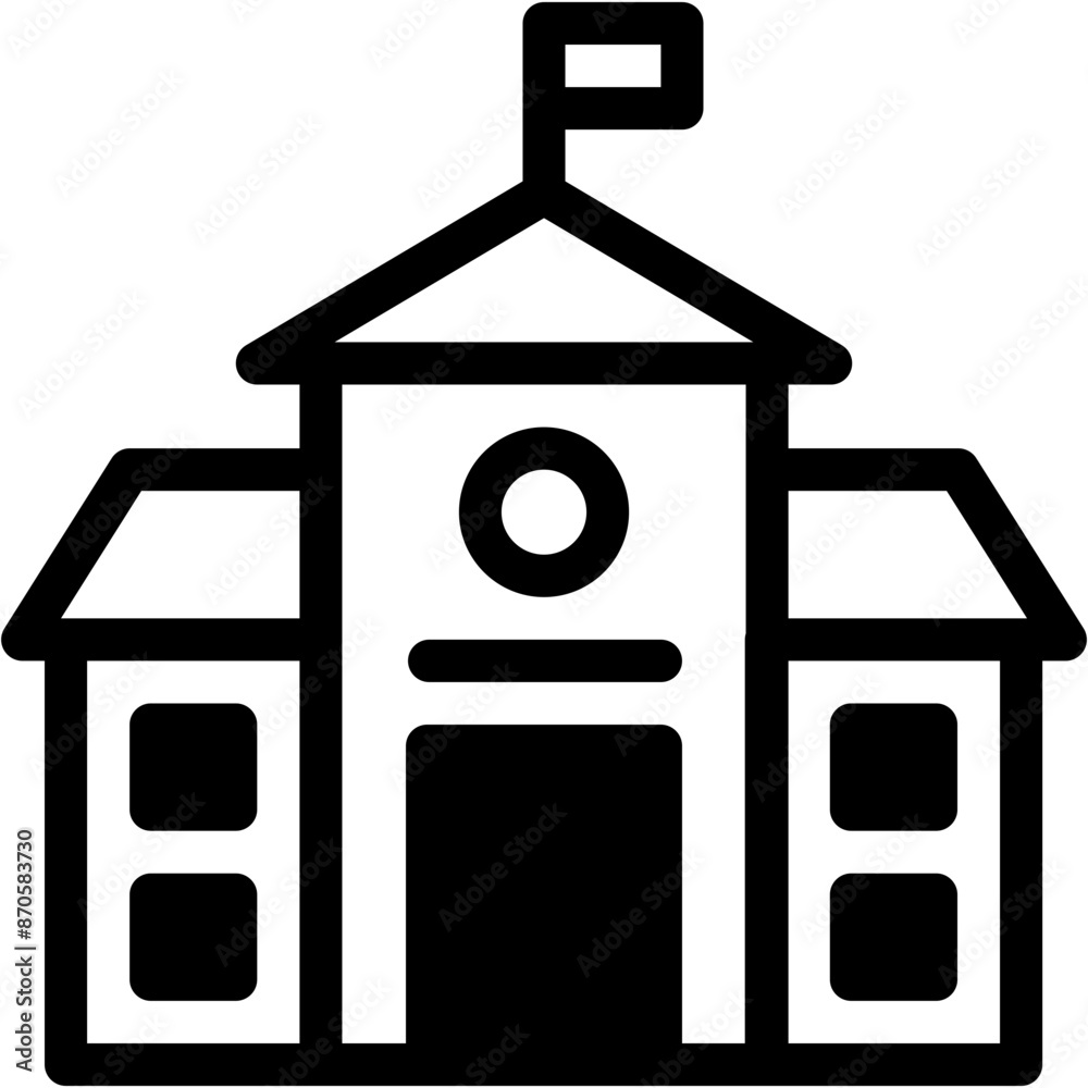 Vector Icon School, College, Education, High School, School Building Vector Icon School, College, Education, High School, School Building
