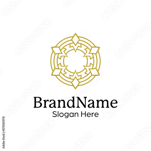 Abstract symmetric Mandala Pattern Logo Design Template