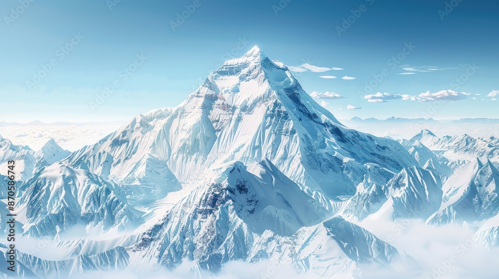 Peak K2, the second highest mountain in the world, on a white background. Peak K2, the second highest mountain in the world, on a white background.