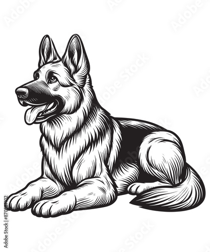 German Shepherd line art