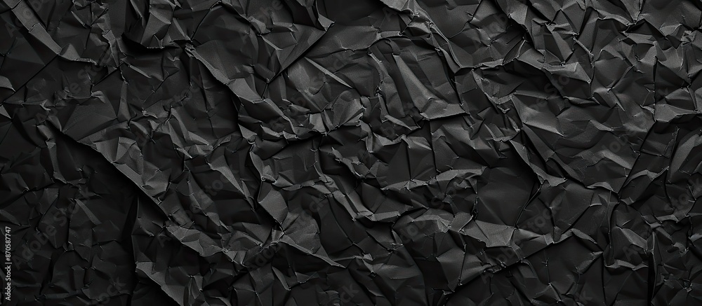 Fototapeta premium Background featuring a texture of crumpled black paper with a design suitable for including copy space image.