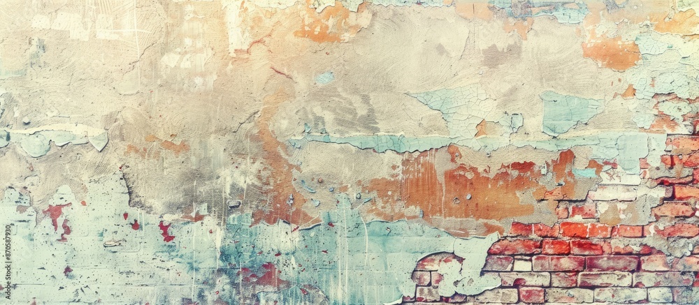 Naklejka premium Abstract background with a soft-colored brick-patterned concrete wall texture offering ample copy space image.