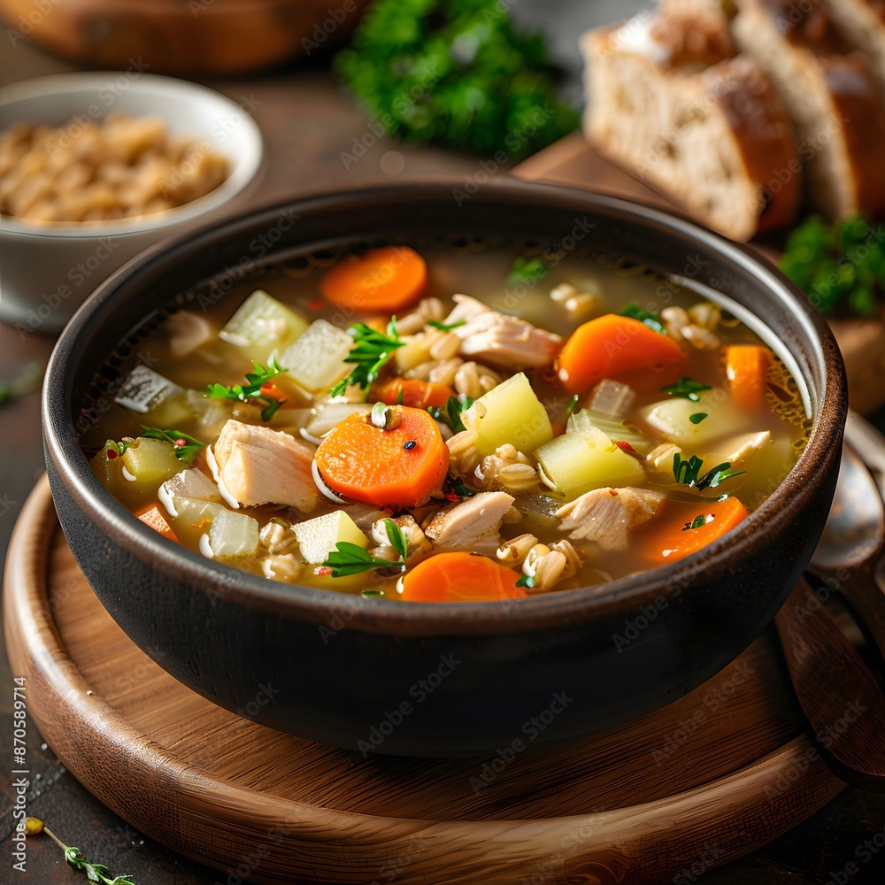 Hearty Chicken Barley Soup with Carrots and Parsley Hearty Chicken Barley Soup with Carrots and Parsley