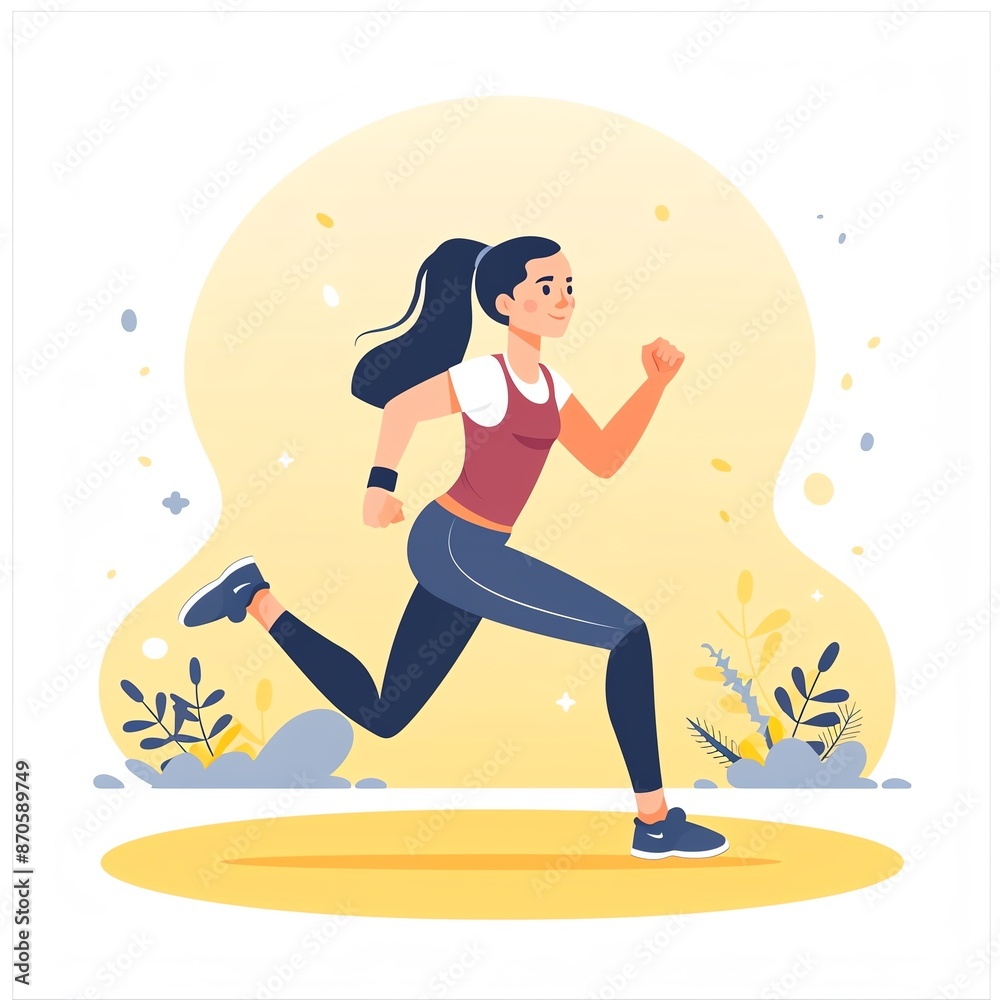 Fitness routines, morning workout, fitness goals, flat design illustration, Fitness routines, morning workout, fitness goals, flat design illustration,