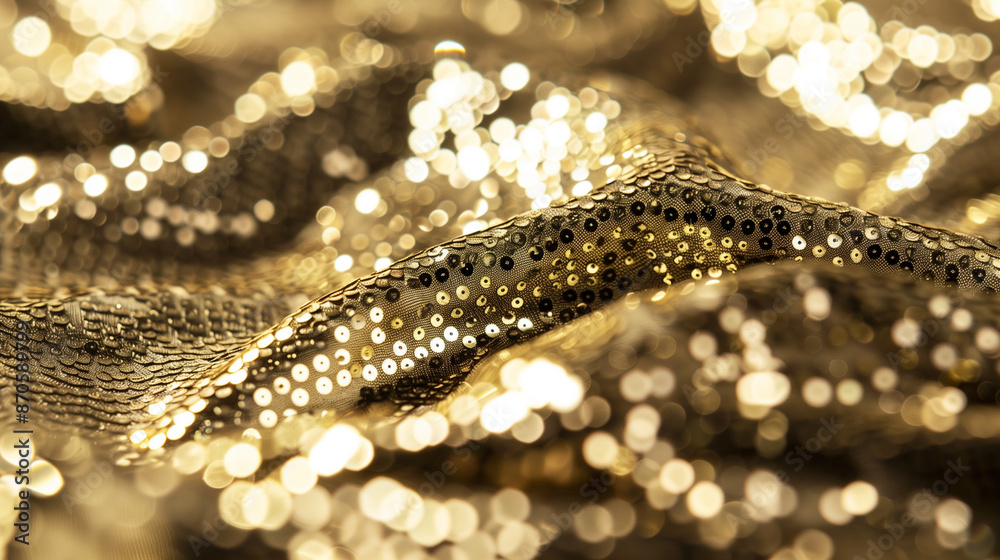 Golden Glitz: Embroidered sequin material.
