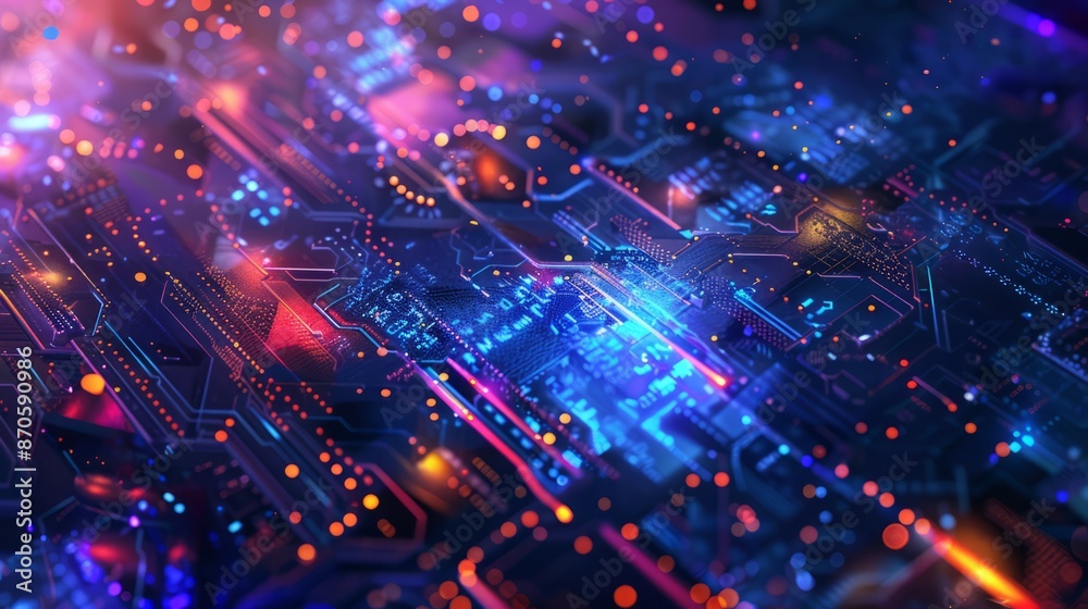 Graphic design background of tech scene. space area for text