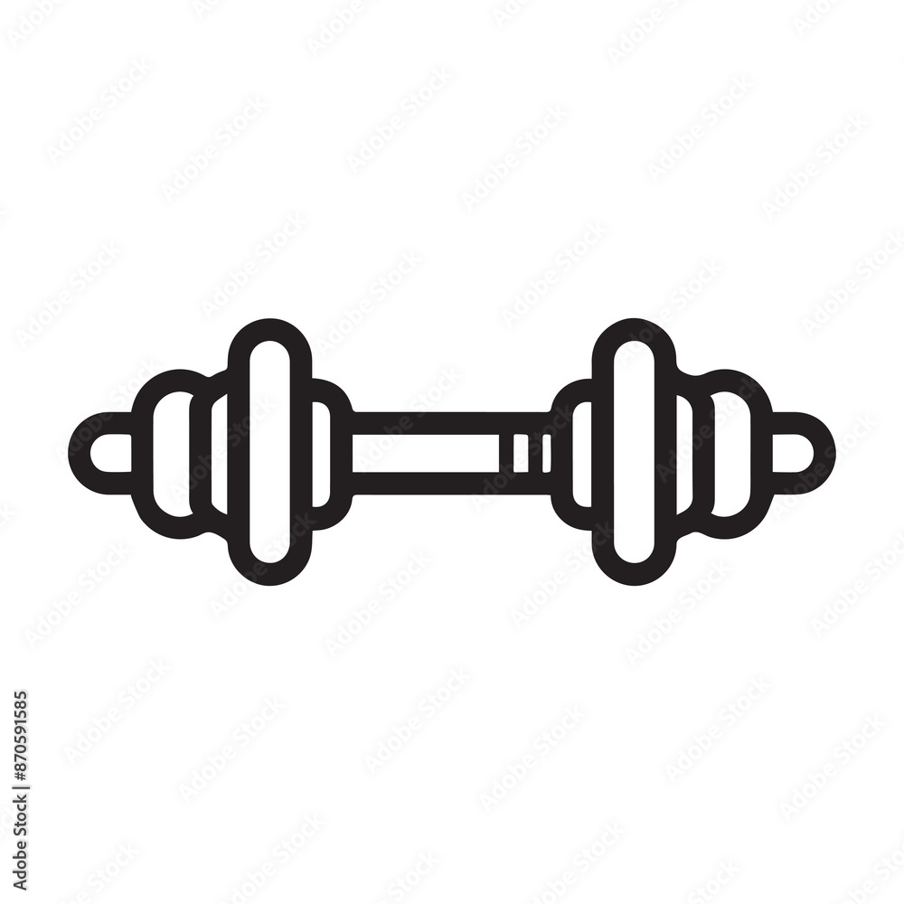 Dumbbell gym outline icon training strong healthy design.