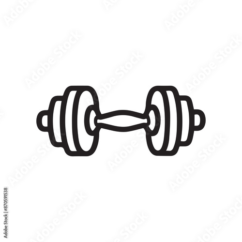 Dumbbell gym outline icon training strong healthy design.
