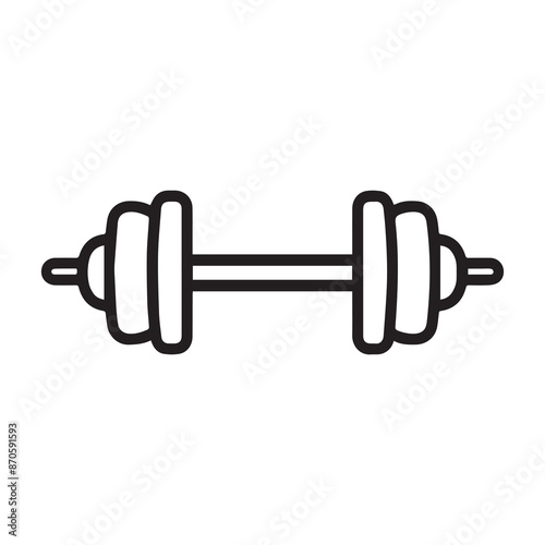 Dumbbell gym outline icon training strong healthy design.