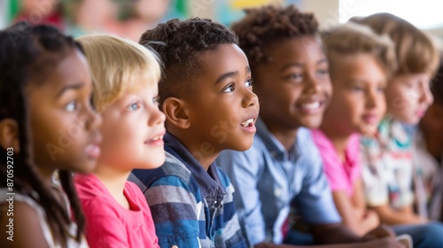 Interested elementary school students in the classroom