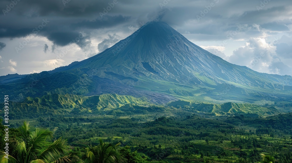 The famous and beautiful Mount Mayon of the Philippines. on a white background The famous and beautiful Mount Mayon of the Philippines. on a white background