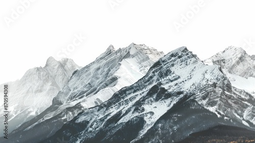 The famous and beautiful Rocky Mountains of Canada. on a white background